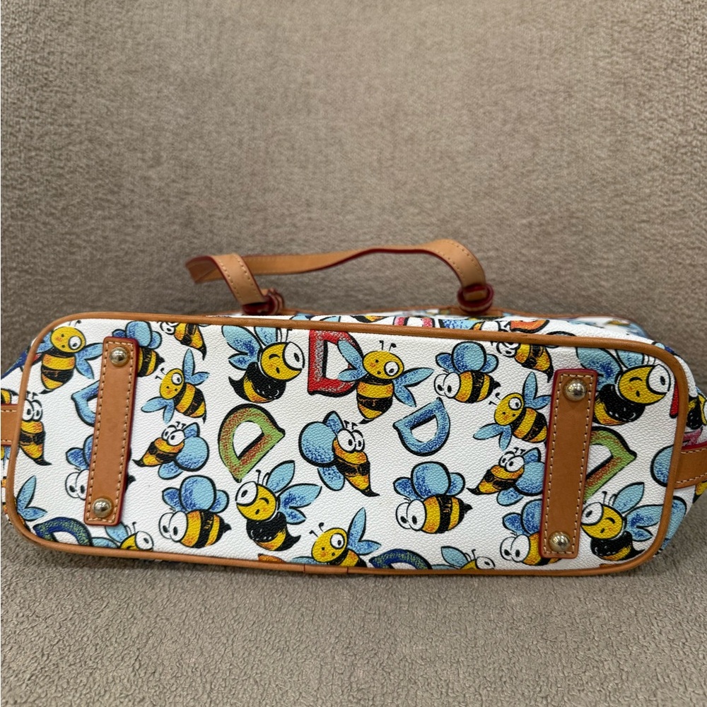 Dooney & Bourke White Bee Print Tote with Tan Trim - Picture 7 of 13